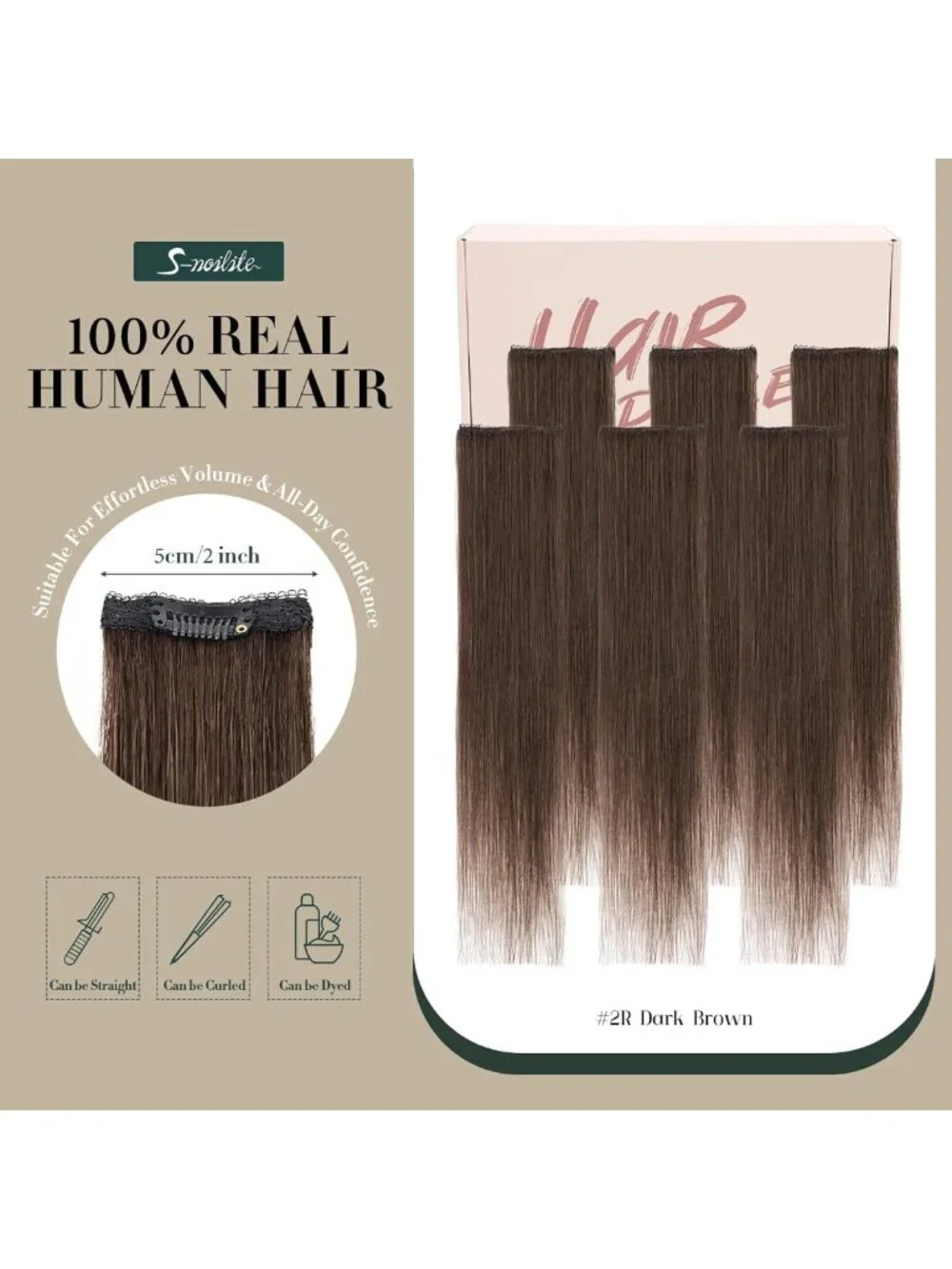 Short Clip-In Hair Extensions, Real Human Hair, 12